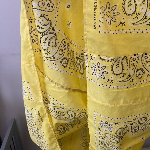 Handmade Plus Size Cotton Lightweight Yellow Paisley Print Crochet Straps Dress - Picture 12 of 14